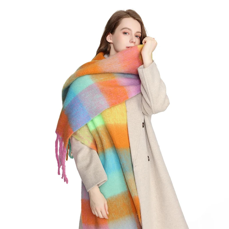 Luxury Cashmere Bright Solid Colors Scarf Winter Shawl