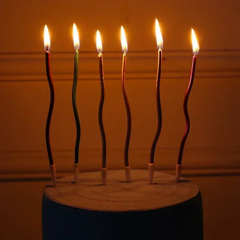 6/120/96Pcs Curved Cake Candles Birthday Baby