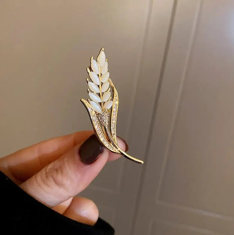 Elegant Gold Color Rose Flower Brooches