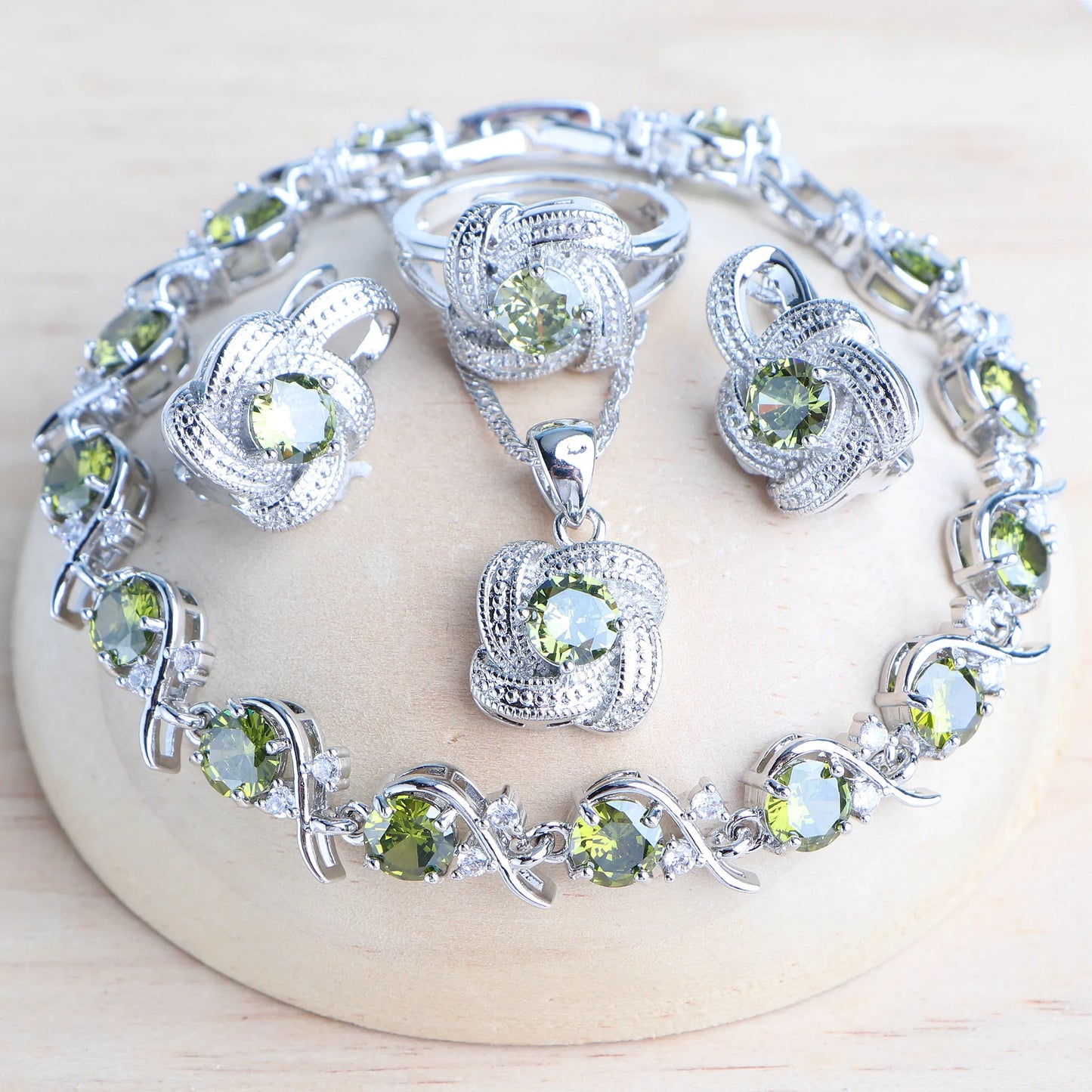 Blue Zirconia Jewelry Sets 925 Sterling Silver