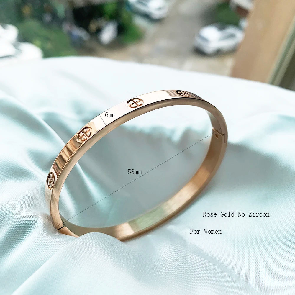 Gold Color Zircon And Cross Nut Nail Bracelet & Bangle