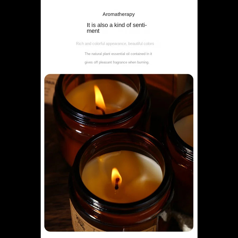 Brown Glass Aromatherapy Candle Smokeless scented