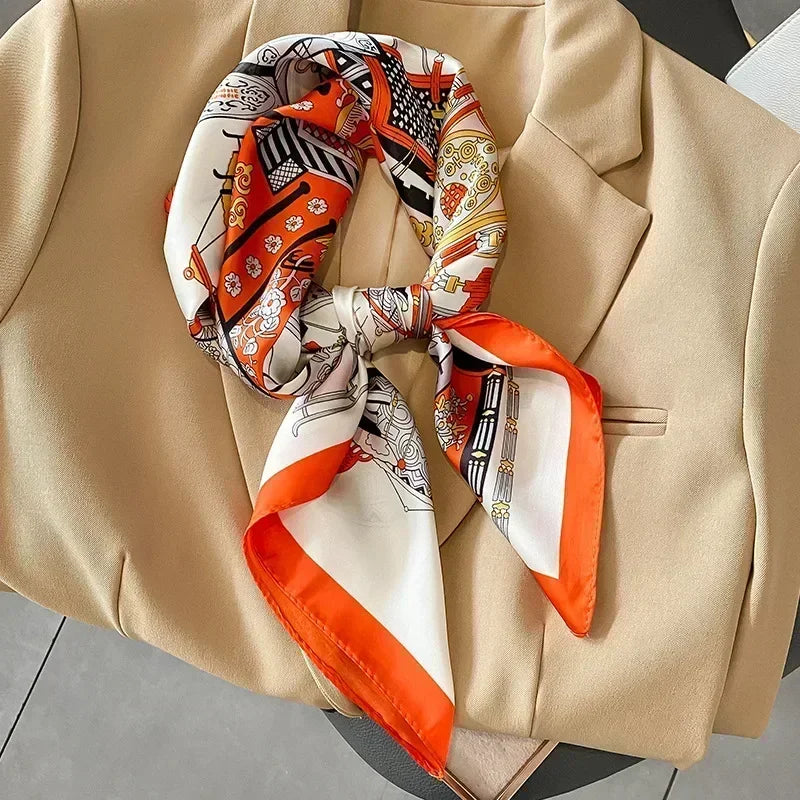 Luxury Silk Square Scarf 
Soft Satin Horse Hairband
