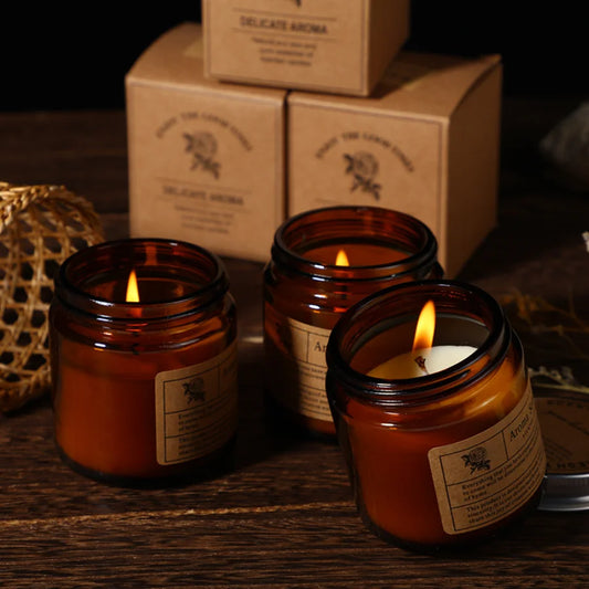 Brown Glass Aromatherapy Candle Smokeless scented