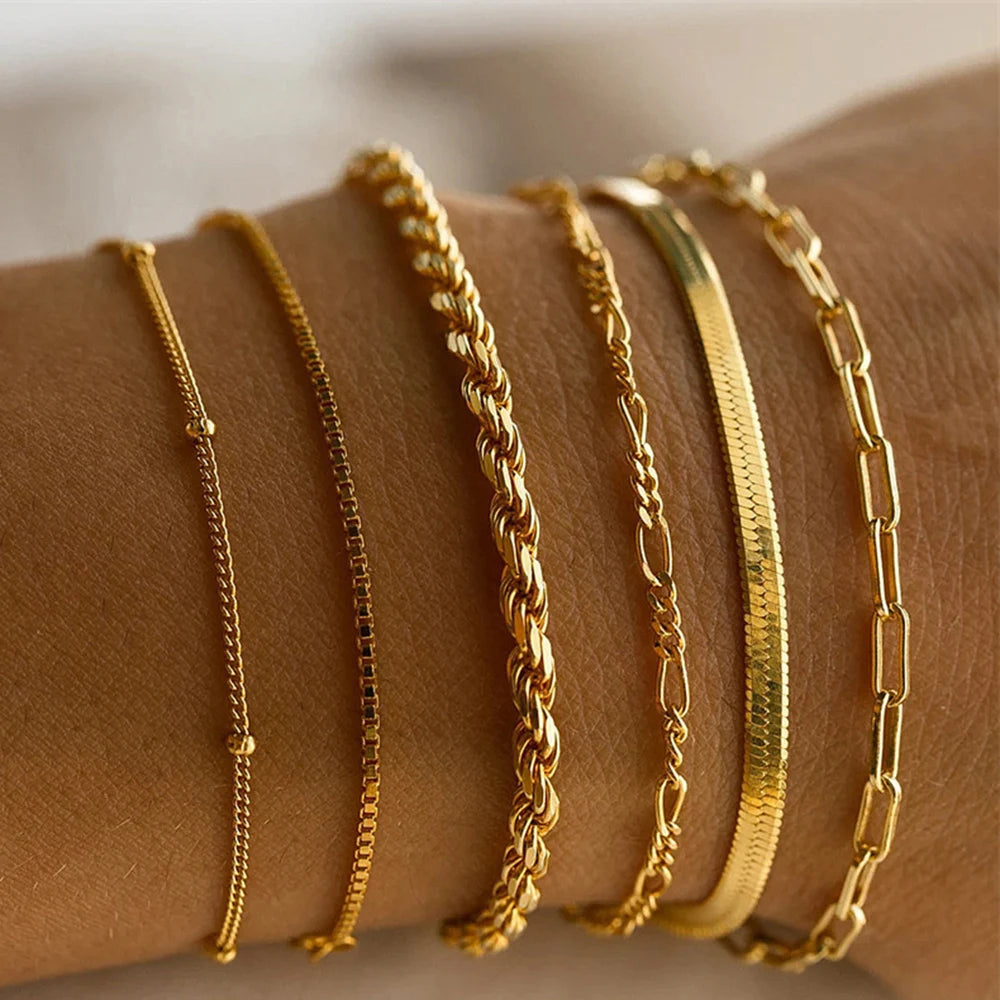 4PCS/Set Fashionable Snake Imitation Gemstone Bangle Rhinestone  Bracelet Set