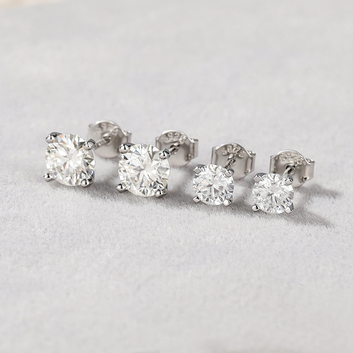 0.5-1.2 Carat D Color Moissanite Ear Stud Earrings 925 Sterling Silver