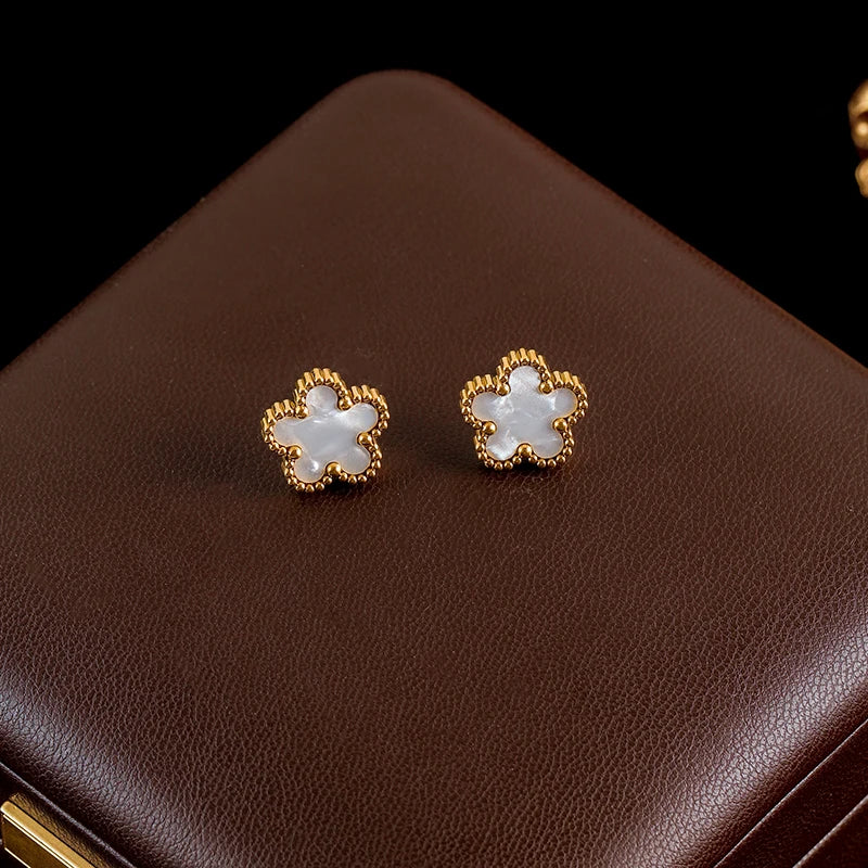 Five Leaf Clover Flower Necklace Bracelet Earrings Set
