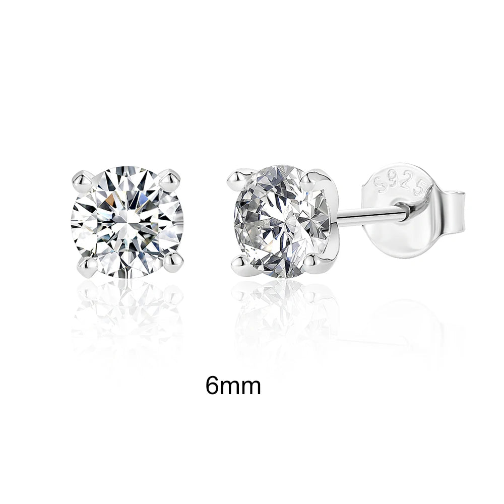 0.5-1.2 Carat D Color Moissanite Ear Stud Earrings 925 Sterling Silver
