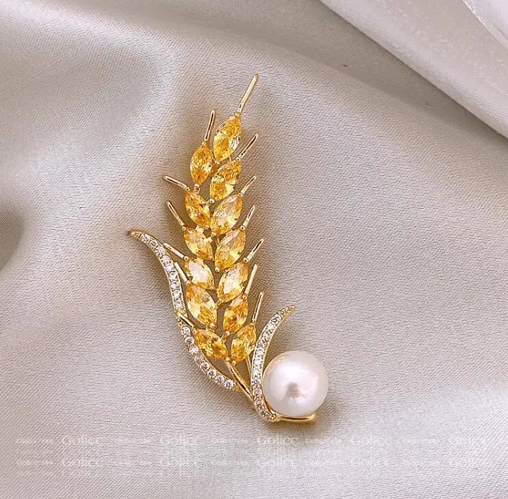 Elegant Gold Color Rose Flower Brooches