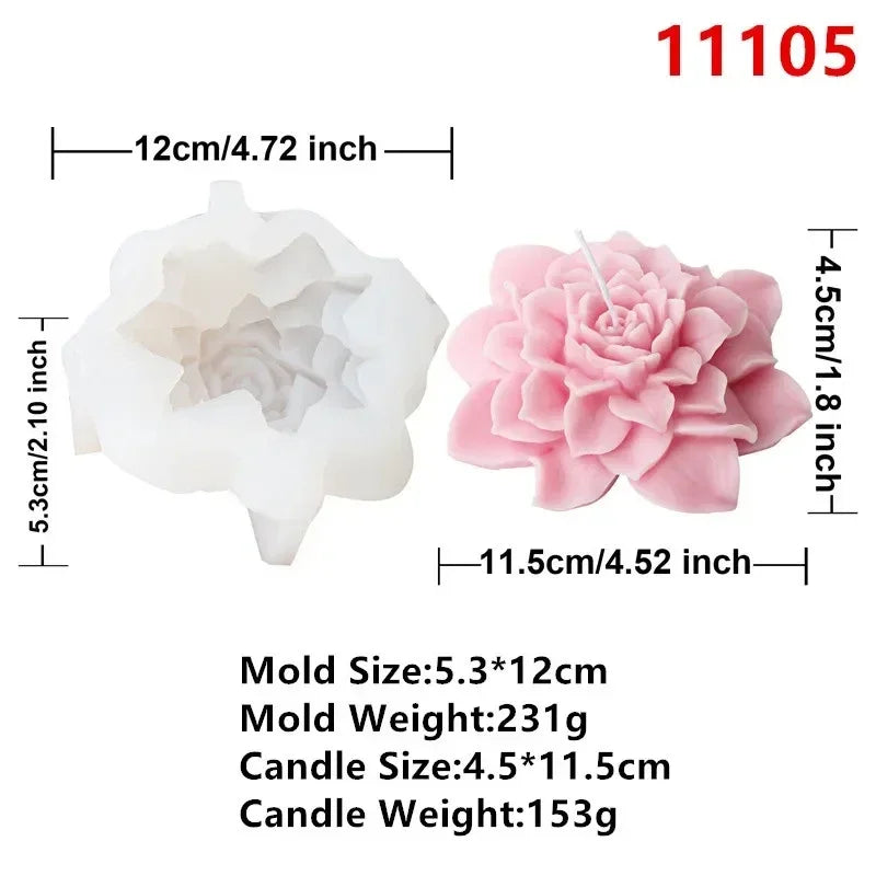 New 3D Rose Bouquet Candle Silicone Mold