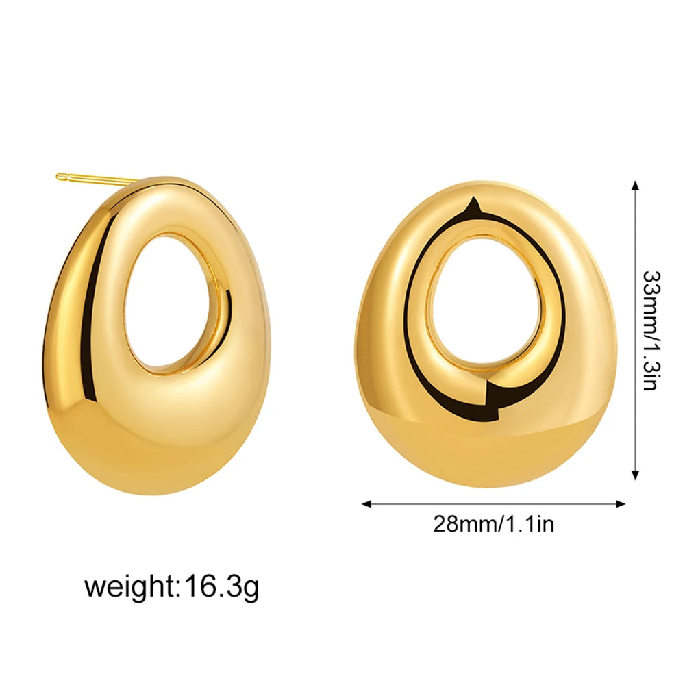 Stainless Steel Smooth Round Tube Chunky Hoop Earrings
