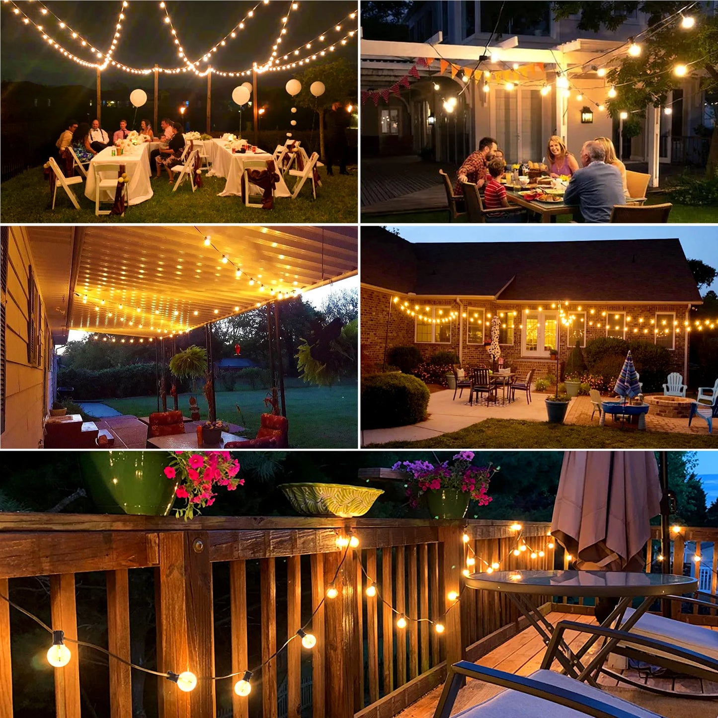 Solar String Lights Outdoor G40 Patio Lights