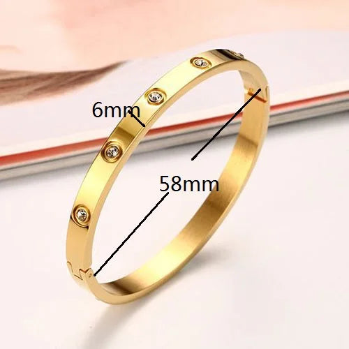 Gold Color Zircon And Cross Nut Nail Bracelet & Bangle