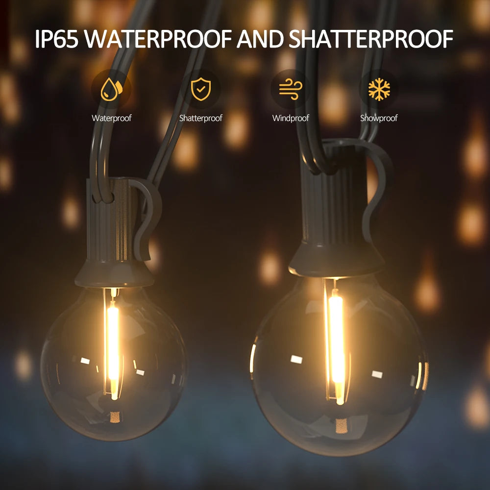 Solar String Lights Outdoor G40 Patio Lights