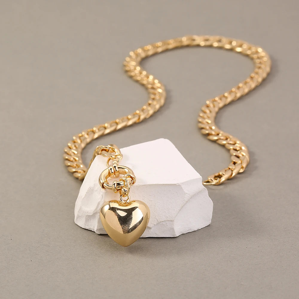 Golden Letter Heart Butterfly Pendant Metal Chain Necklace