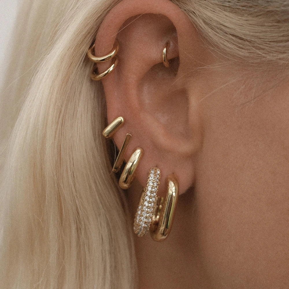 Fashion CZ Zircon Round Huggie Hoop Earrings