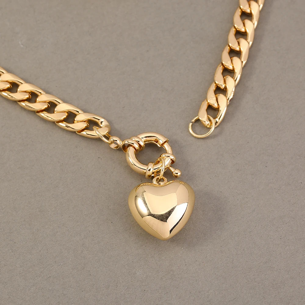 Golden Letter Heart Butterfly Pendant Metal Chain Necklace