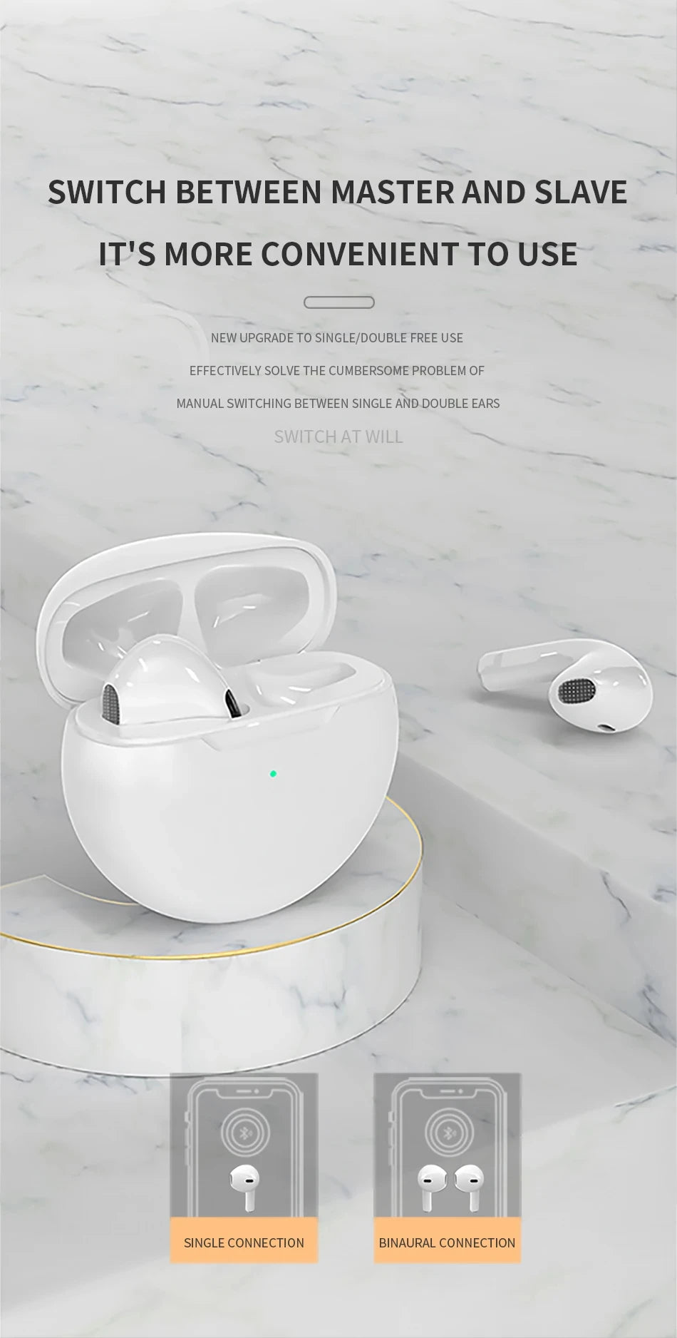 Original Air Pro 6 TWS Wireless Bluetooth Headset 5.3 Headphone Mini Earphone with Mic Charging Box