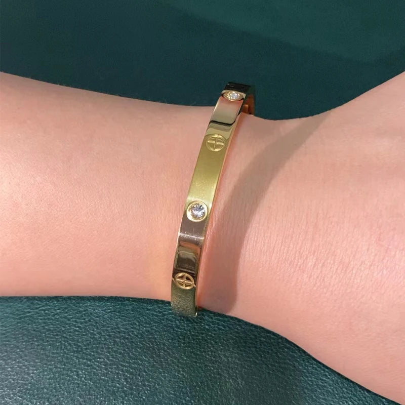 Gold Color Zircon And Cross Nut Nail Bracelet & Bangle