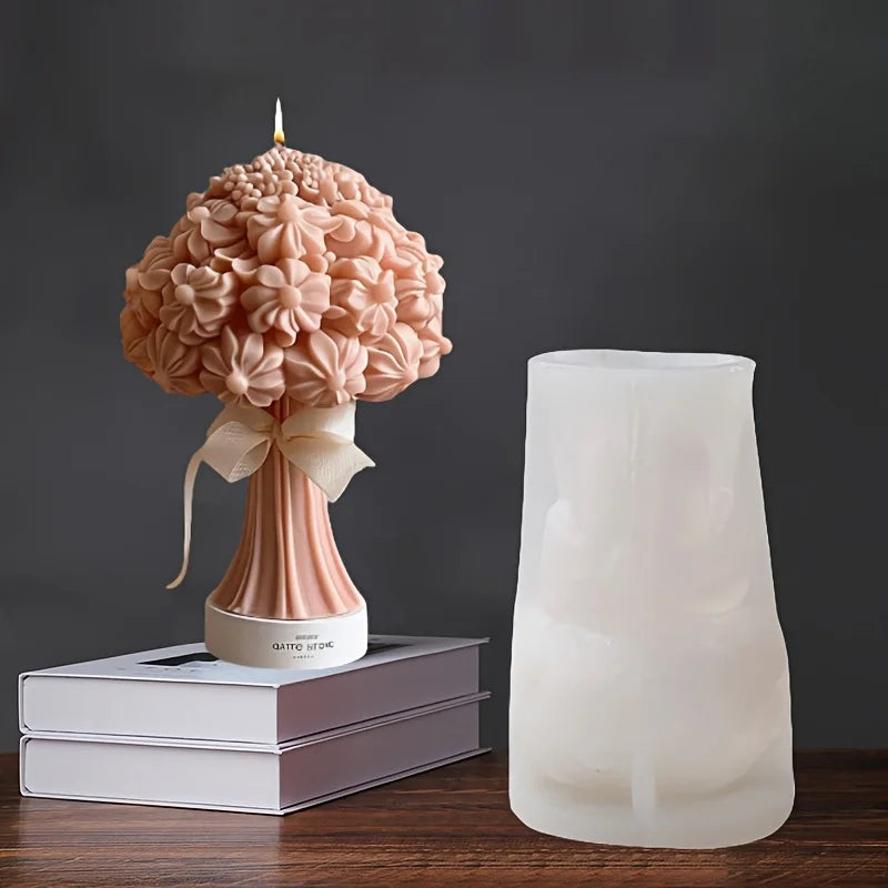 New 3D Rose Bouquet Candle Silicone Mold
