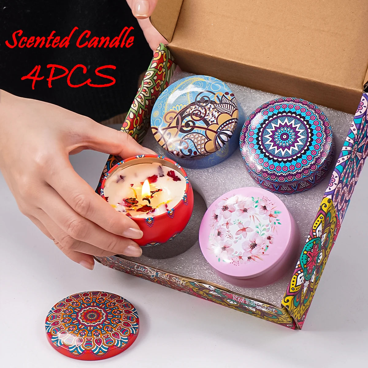 4Pcs/Box Fragrance Scented Candle Set Gift Islamic Arabian Patterns