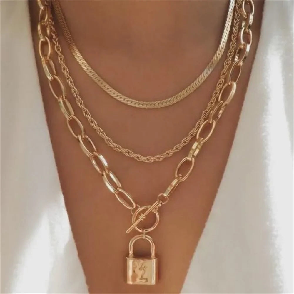 Punk Gold-plate  Head Portrait Coin Pendant Necklace