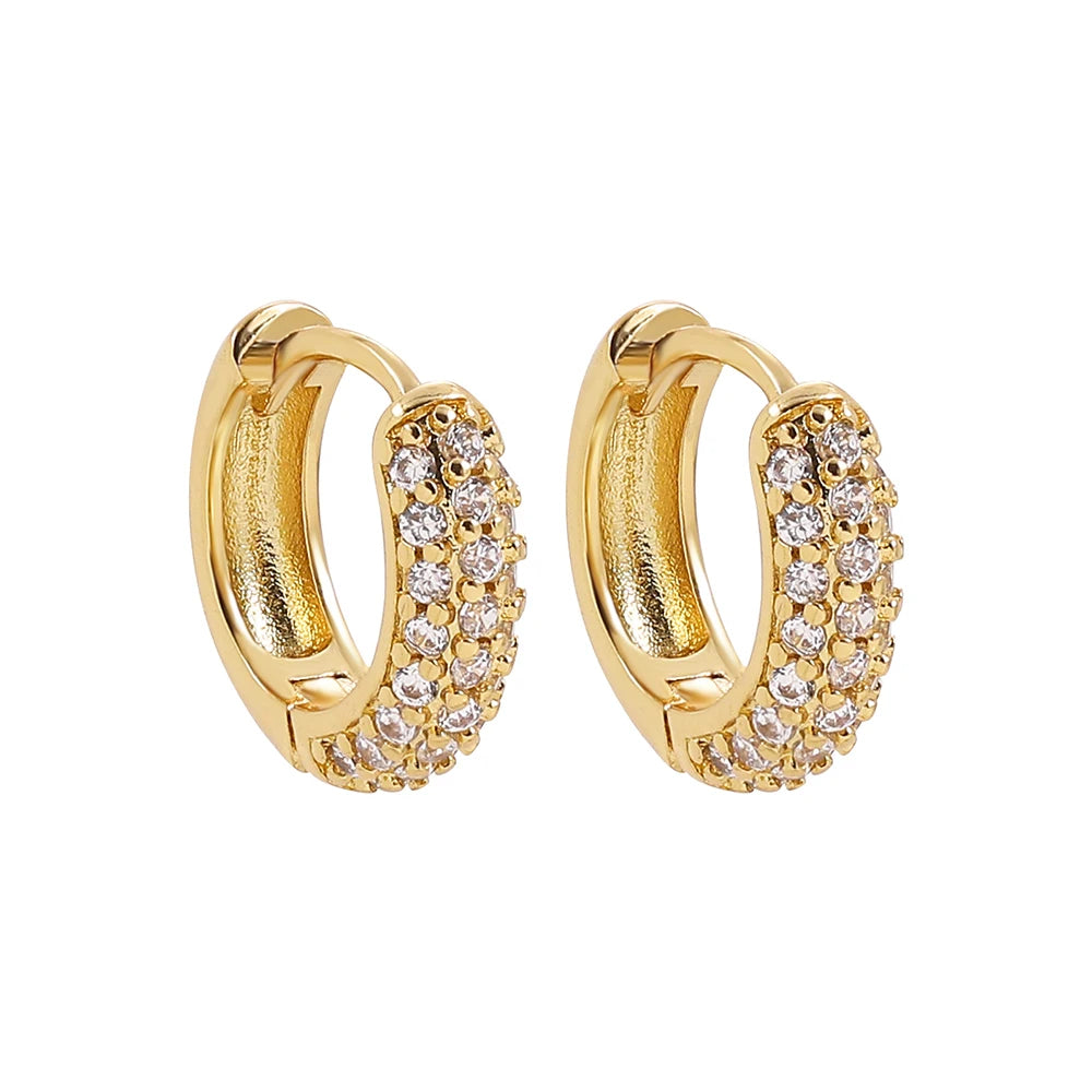 Fashion CZ Zircon Round Huggie Hoop Earrings