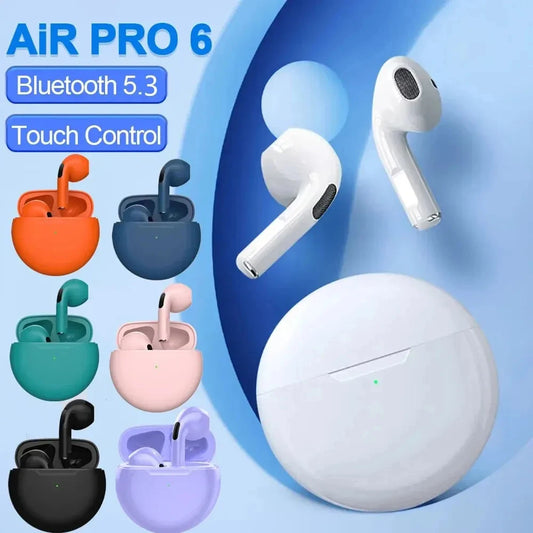 Original Air Pro 6 TWS Wireless Bluetooth Headset 5.3 Headphone Mini Earphone with Mic Charging Box