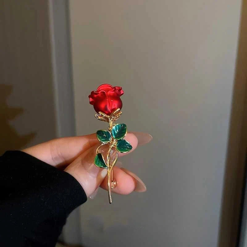Elegant Gold Color Rose Flower Brooches