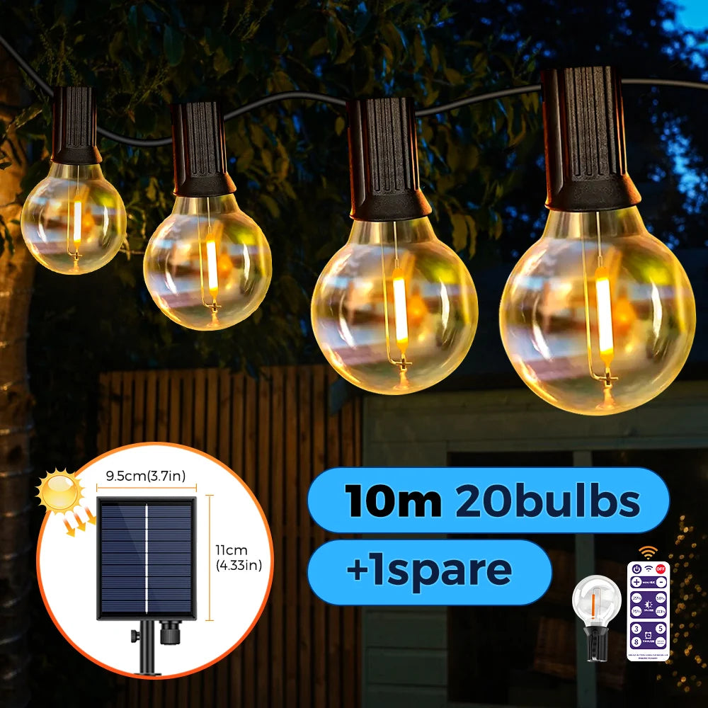 Solar String Lights Outdoor G40 Patio Lights