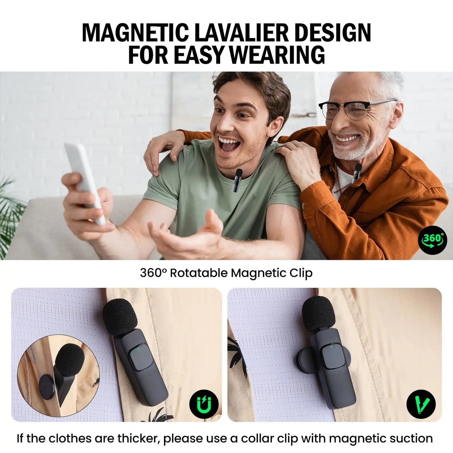 Wireless Lavalier Mic Audio Video Recording microphone