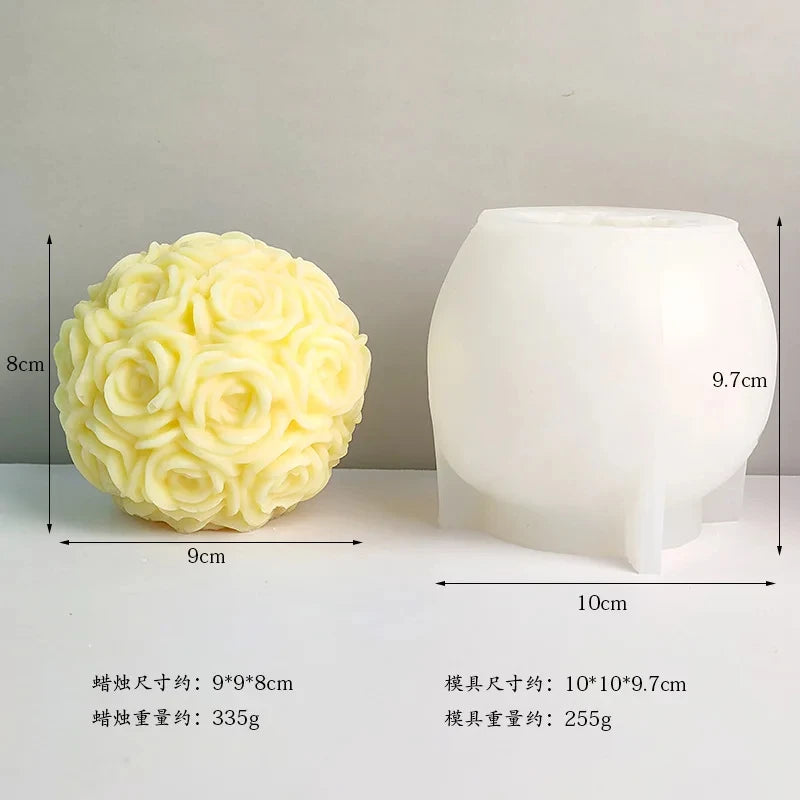 New 3D Rose Bouquet Candle Silicone Mold