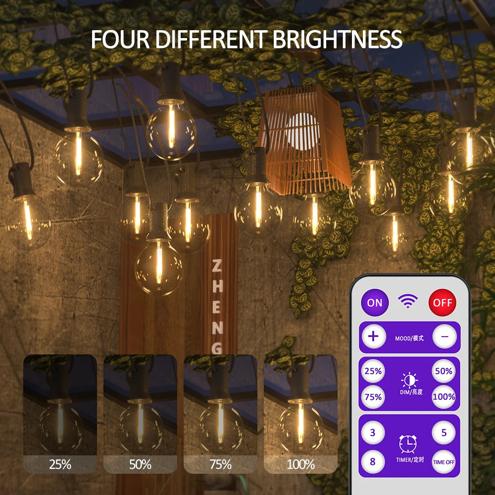 Solar String Lights Outdoor G40 Patio Lights