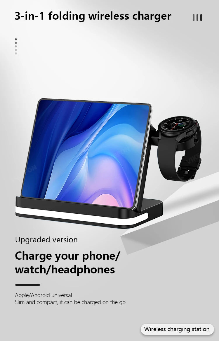 Wireless Charger Stand For iPhone 15 14 Samsung S23 S22 Ultra Fold Z Flip