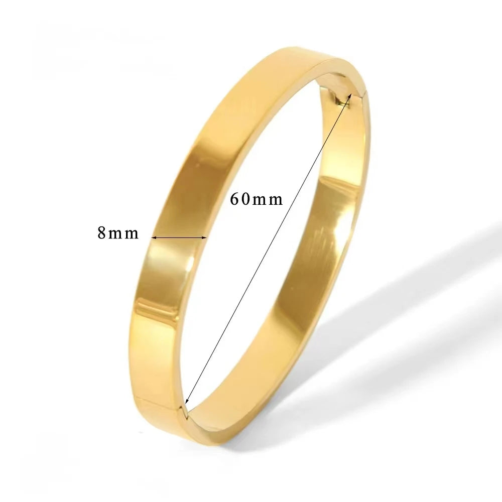 Waterproof Stainless Steel Oval Smooth Bracelet Bangle