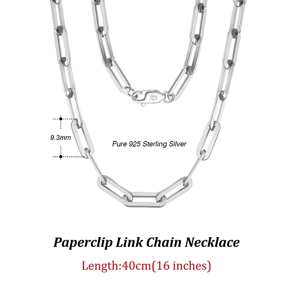 14K Gold Plated Genuine 925 Sterling Silver Paperclip Neck Chain