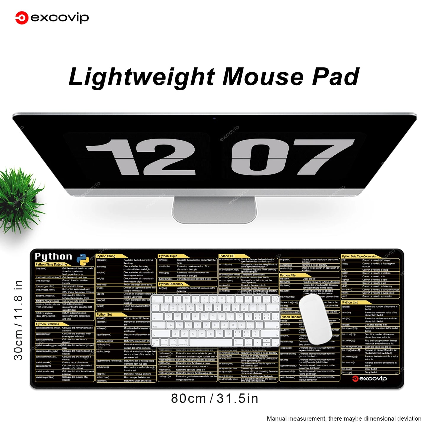 EXCO Python Programing Mouse Pad Large Shortcuts