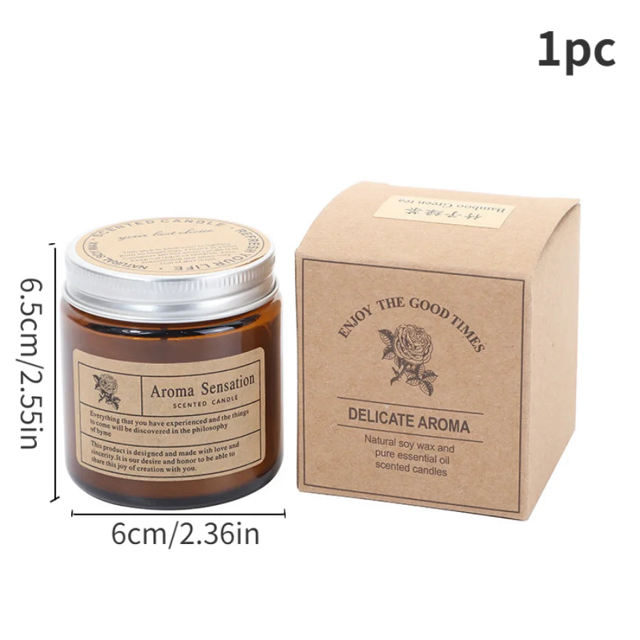 Brown Glass Aromatherapy Candle Smokeless scented