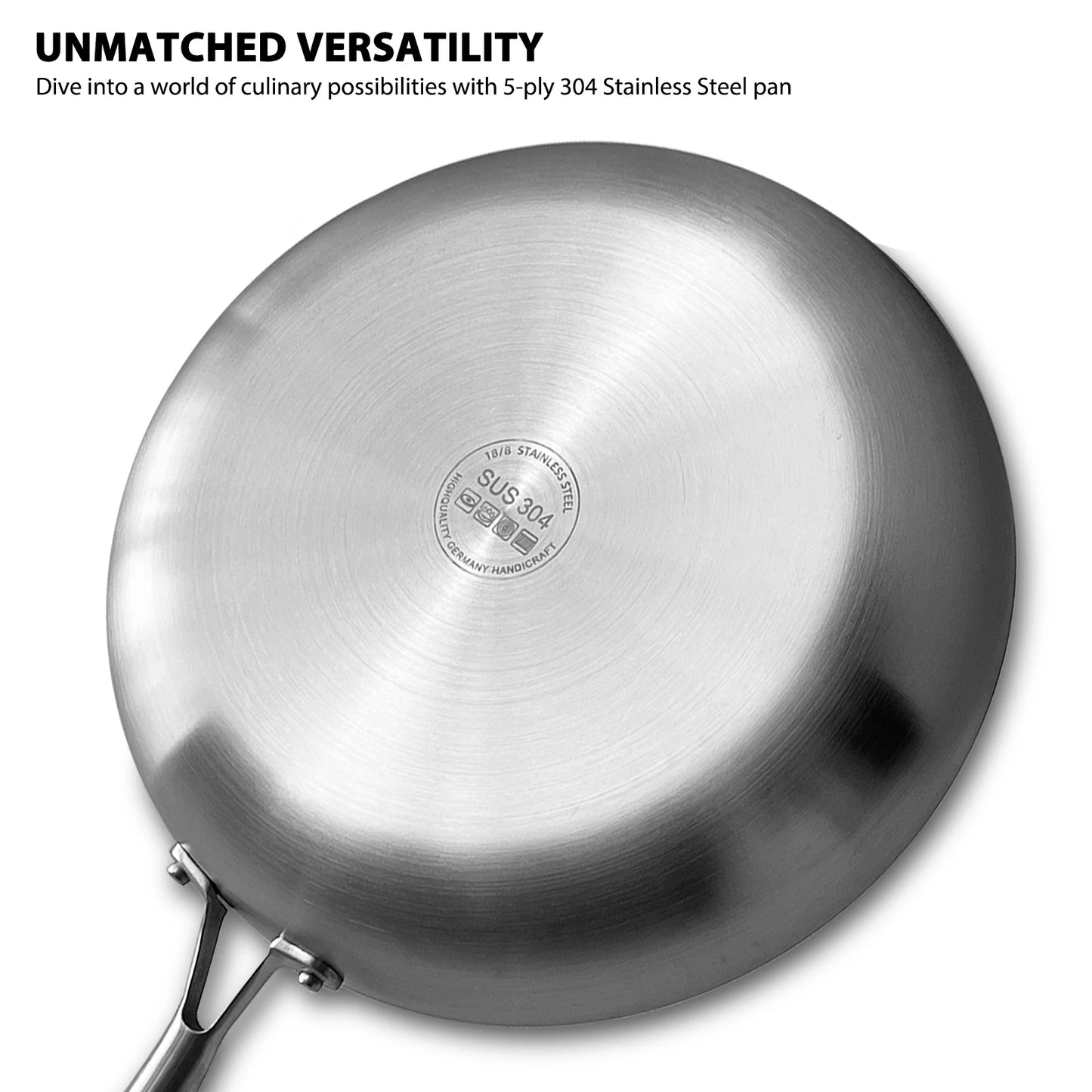 304 Stainless Steel Frying Pan, Non Stick