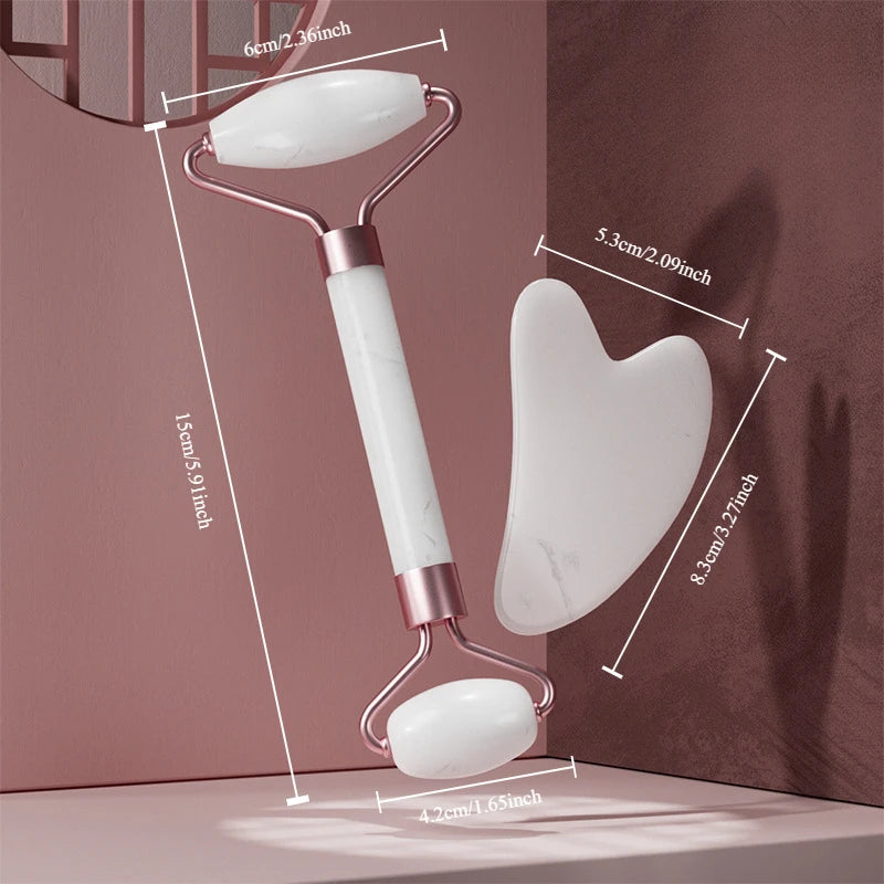 2Pcs Face Massager Roller Guasha 
Board Resin Scraper Wrinkle Remover