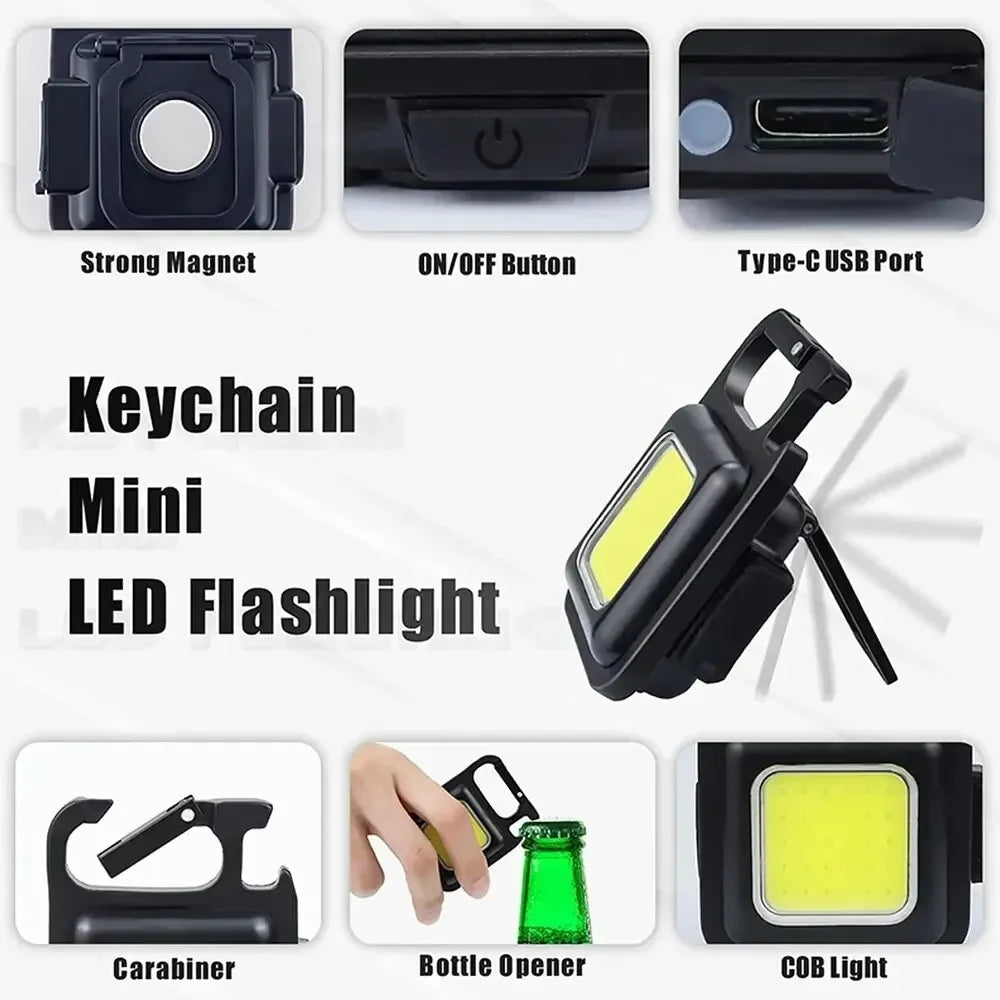 Mini LED Flashlight Keychain Multifunctional Portable
