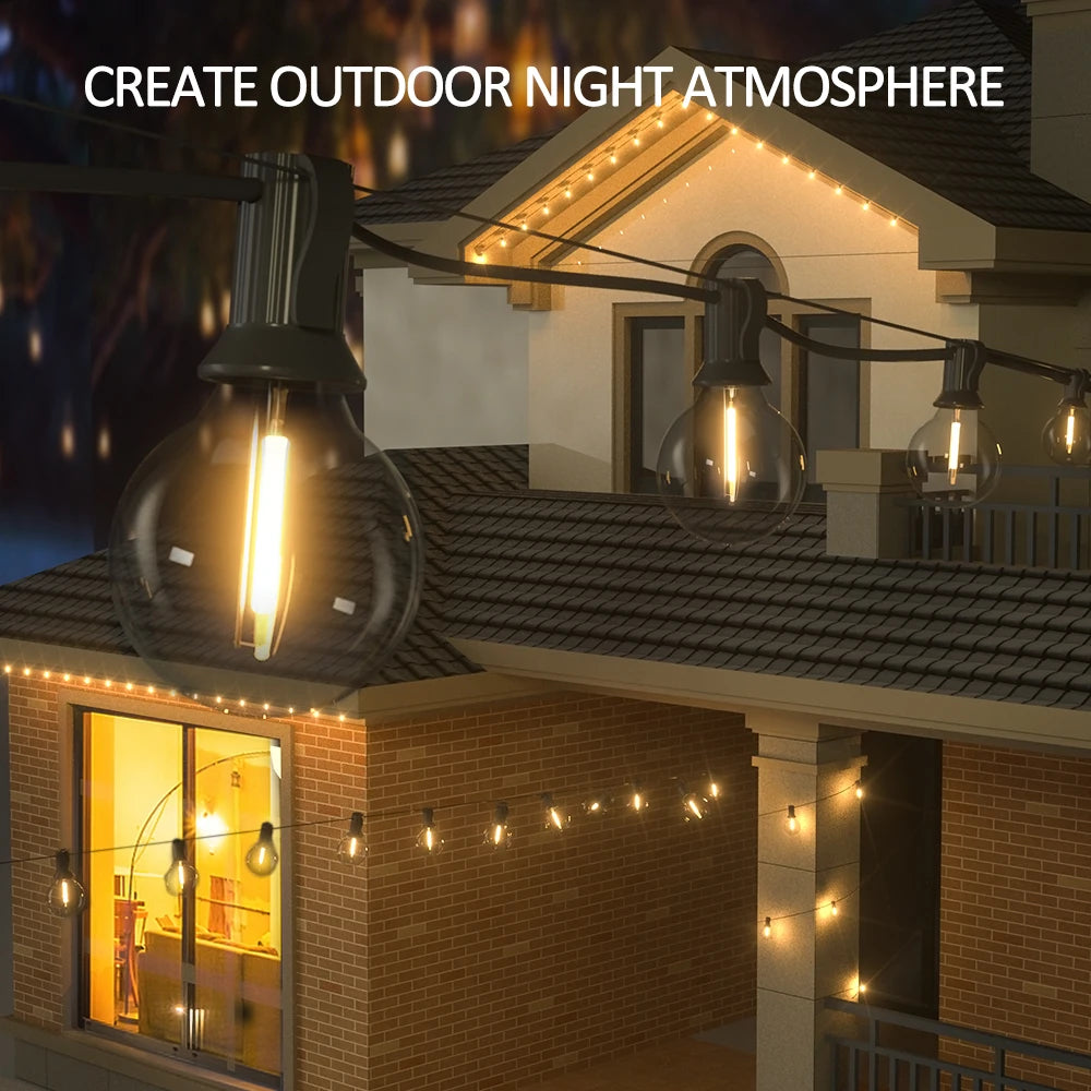 Solar String Lights Outdoor G40 Patio Lights