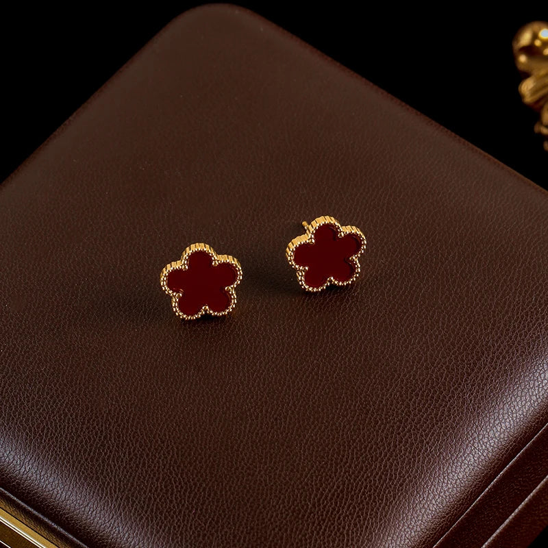 Five Leaf Clover Flower Necklace Bracelet Earrings Set