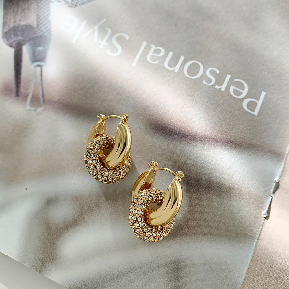Fashion CZ Zircon Round Huggie Hoop Earrings