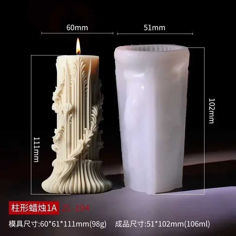 Blooming peony flower relief cylindrical candle silicone mold flower cylinder resin silicone mould Blooming peony gypsum molds
