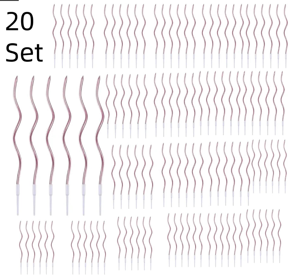 6/120/96Pcs Curved Cake Candles Birthday Baby