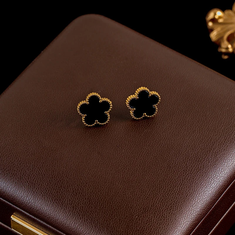 Five Leaf Clover Flower Necklace Bracelet Earrings Set