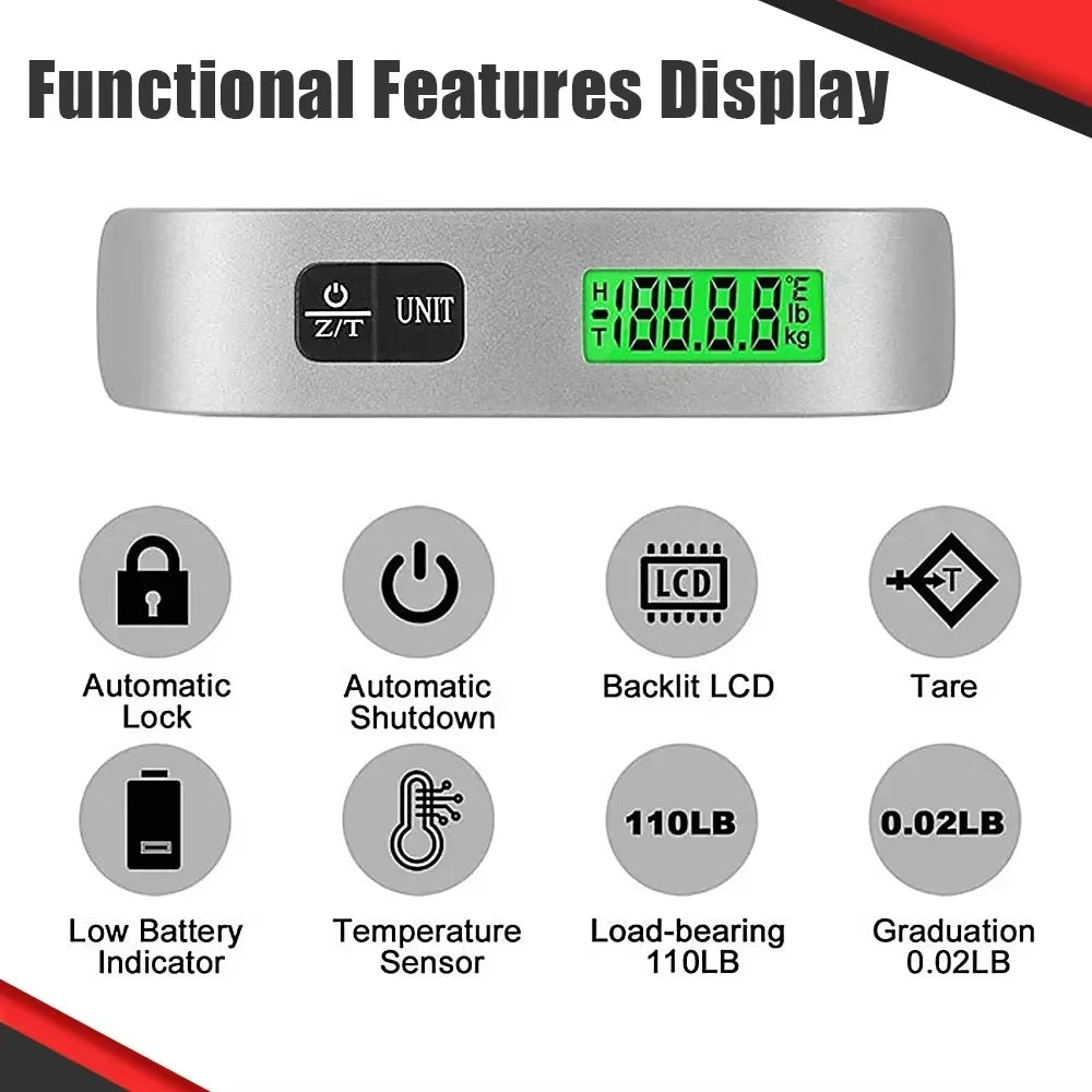 50kg/110lb Portable Digital Luggage Weight Scale