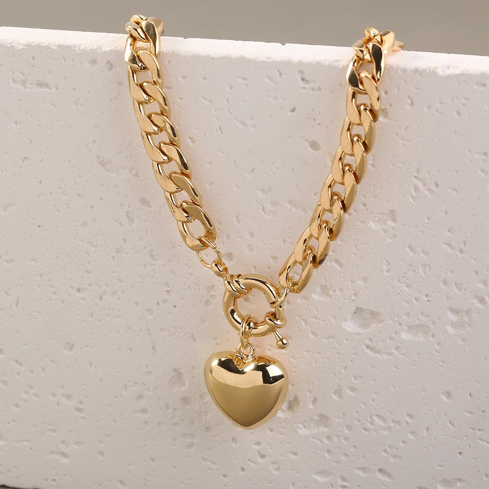 Golden Letter Heart Butterfly Pendant Metal Chain Necklace