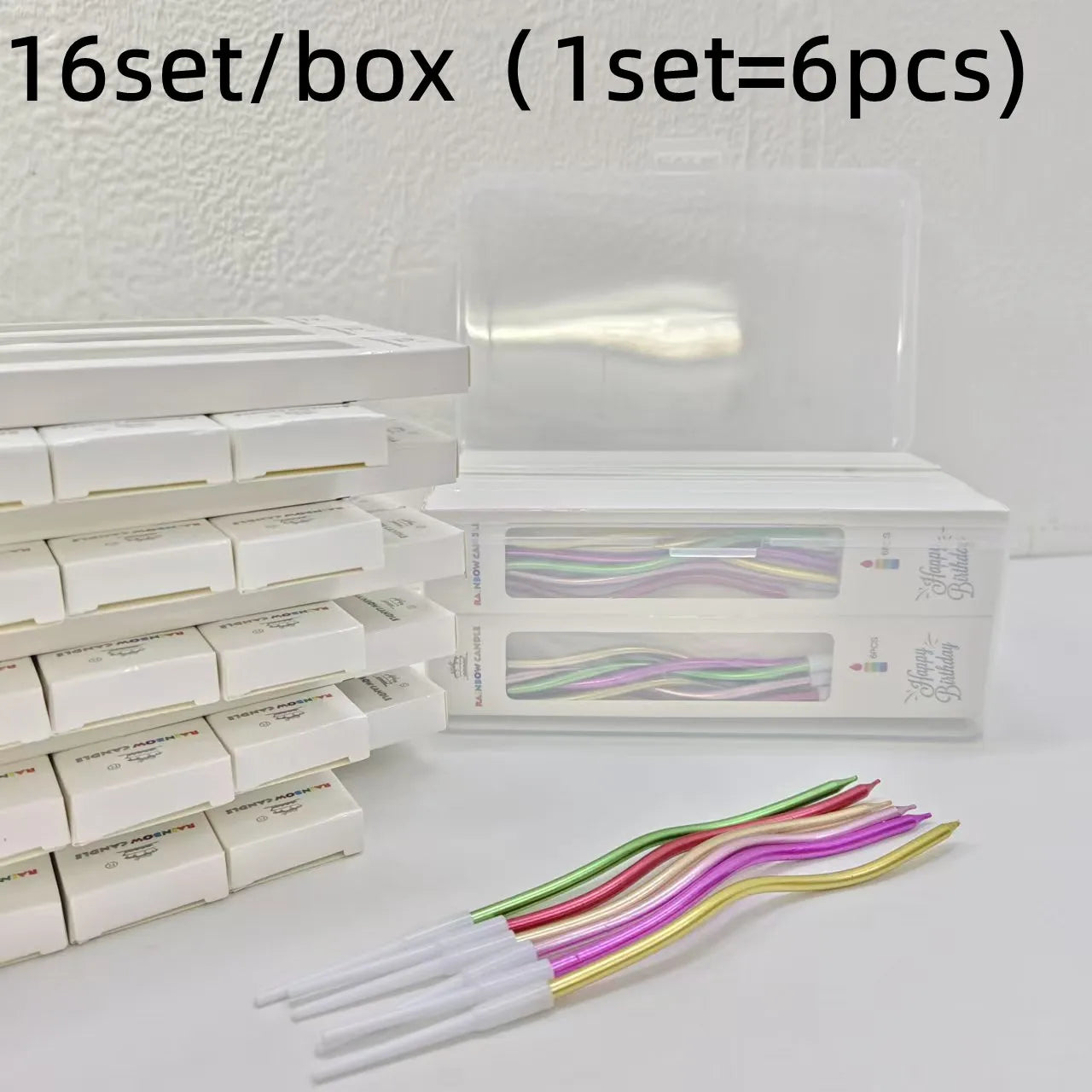 6/120/96Pcs Curved Cake Candles Birthday Baby
